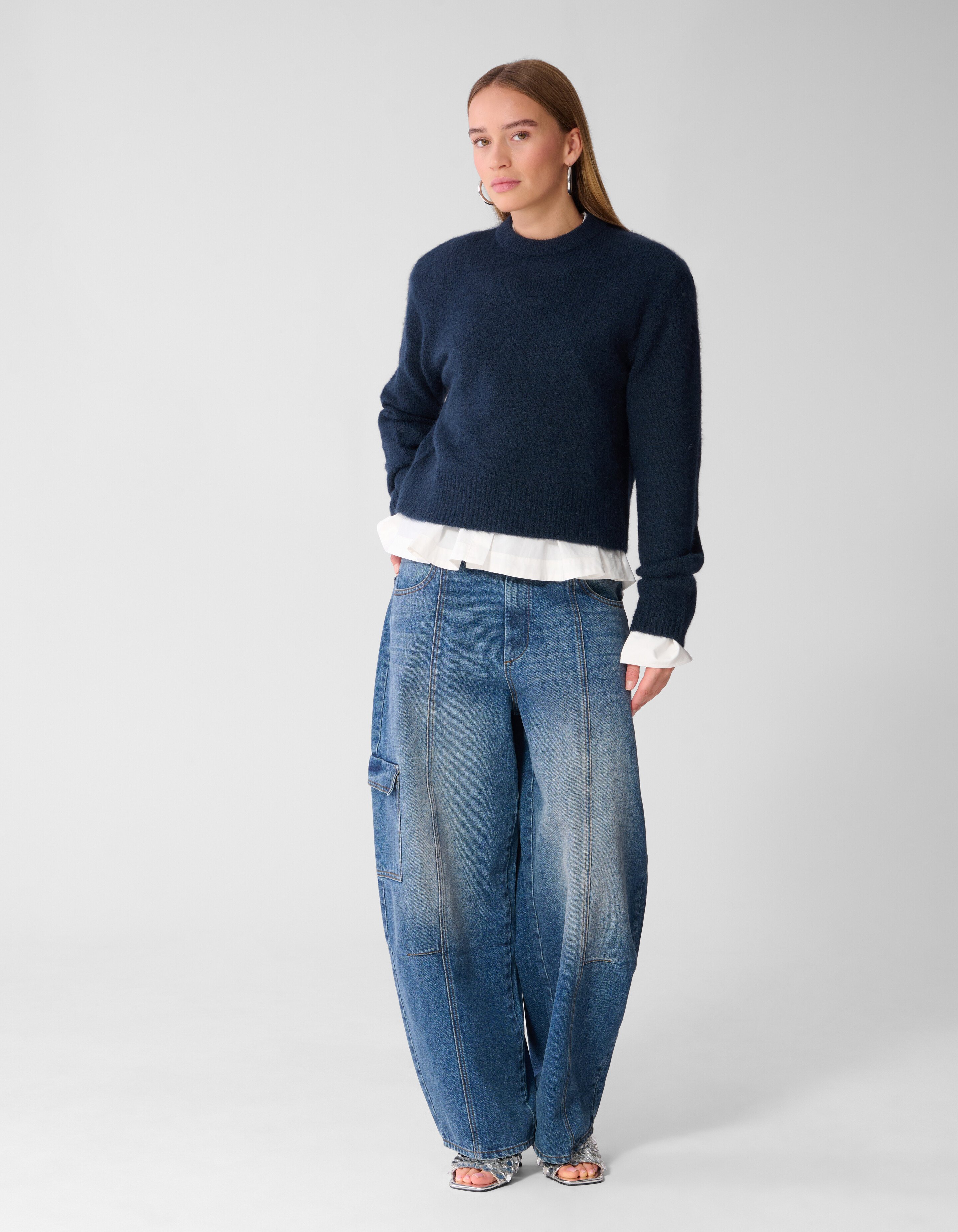 Shoulder Crew Gebreide Trui Donkerblauw SHOEBY WOMEN