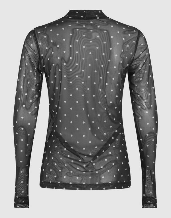 Mesh Polkadot Longsleeve Top Zwart SHOEBY WOMEN