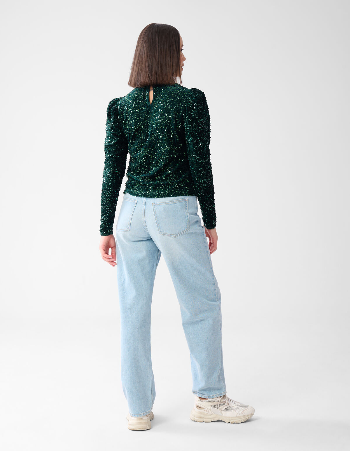 Velvet Pailletten Top Donkergroen SHOEBY WOMEN