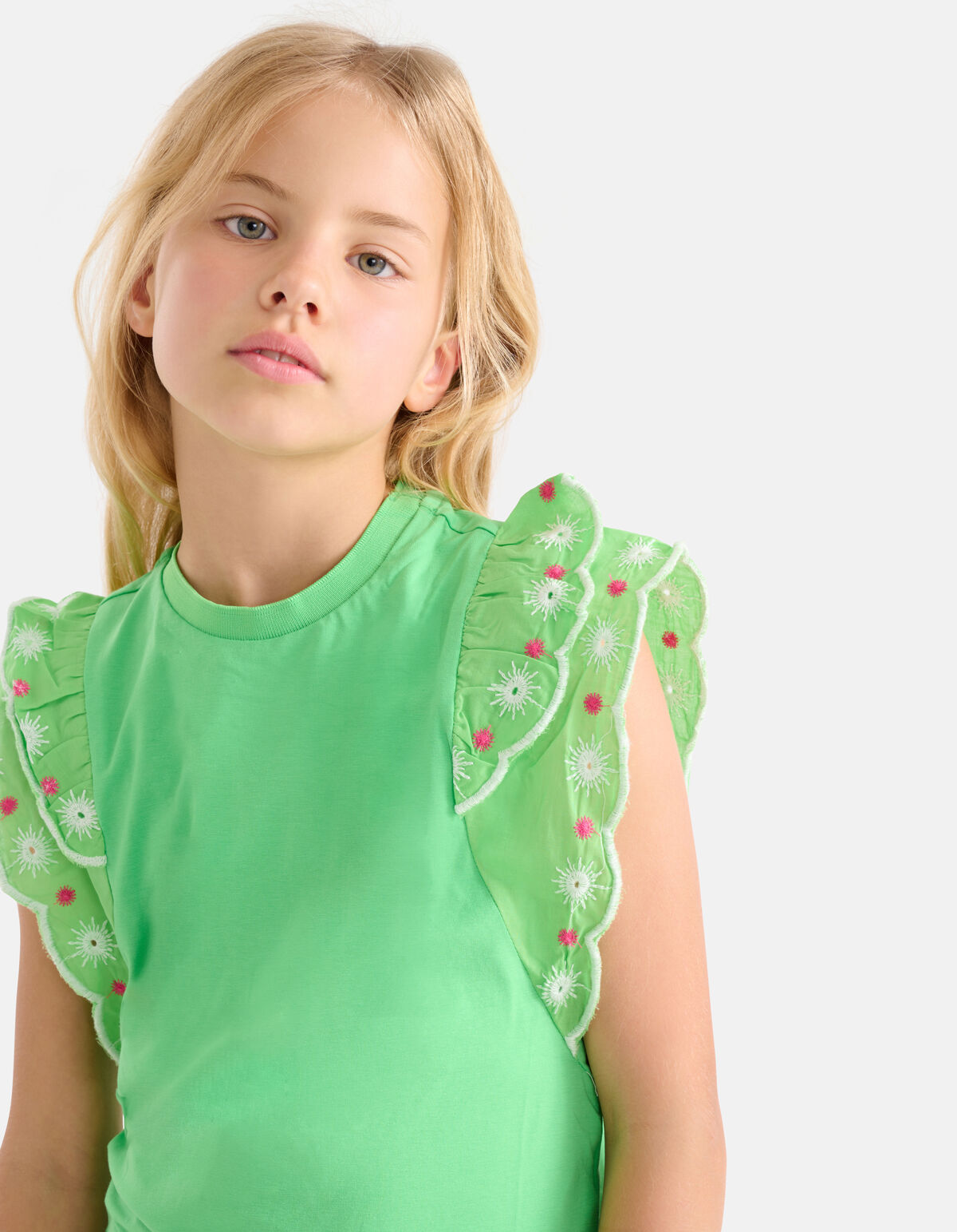 Embroidery Top Groen SHOEBY GIRLS