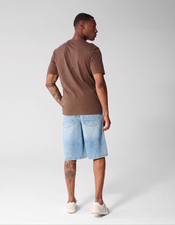 Dotted Artwork T-shirt Donkerbruin SHOEBY MEN