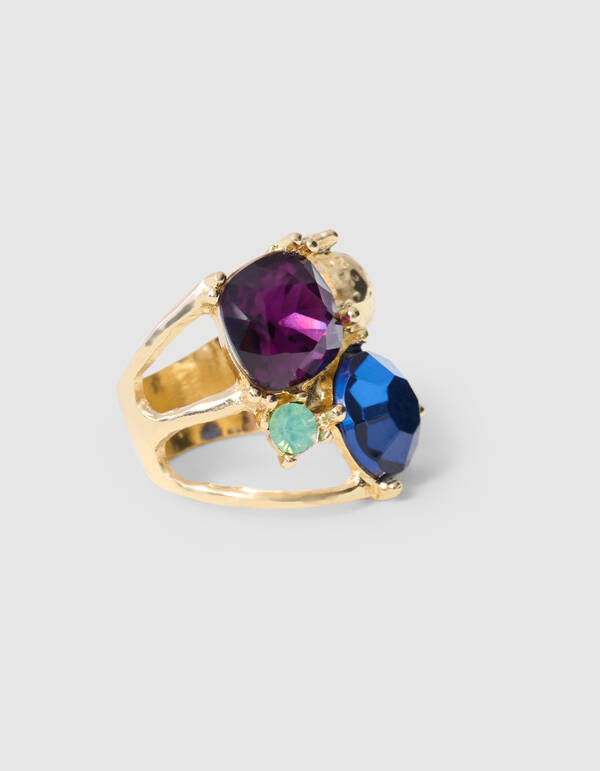 Big Multi Strass Ring Goud SHOEBY ACCESSOIRES