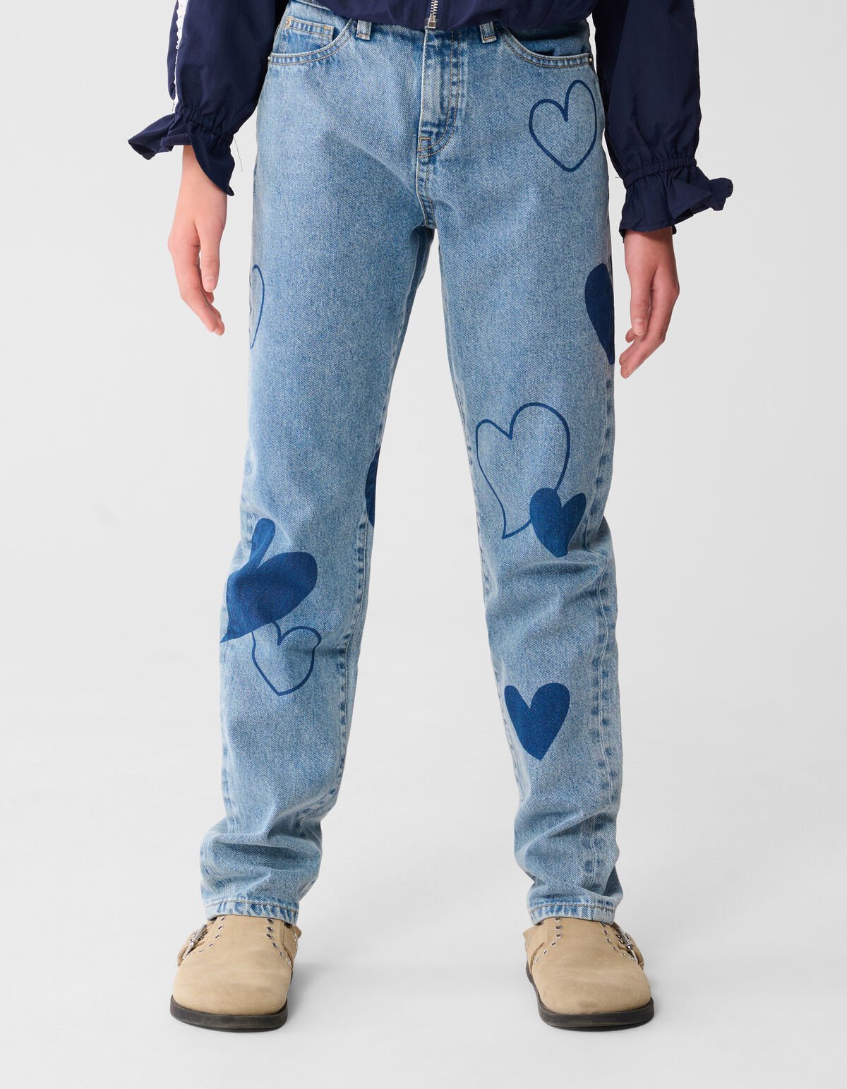 Printed Heart Mom Fit Jeans Blauw SHOEBY GIRLS