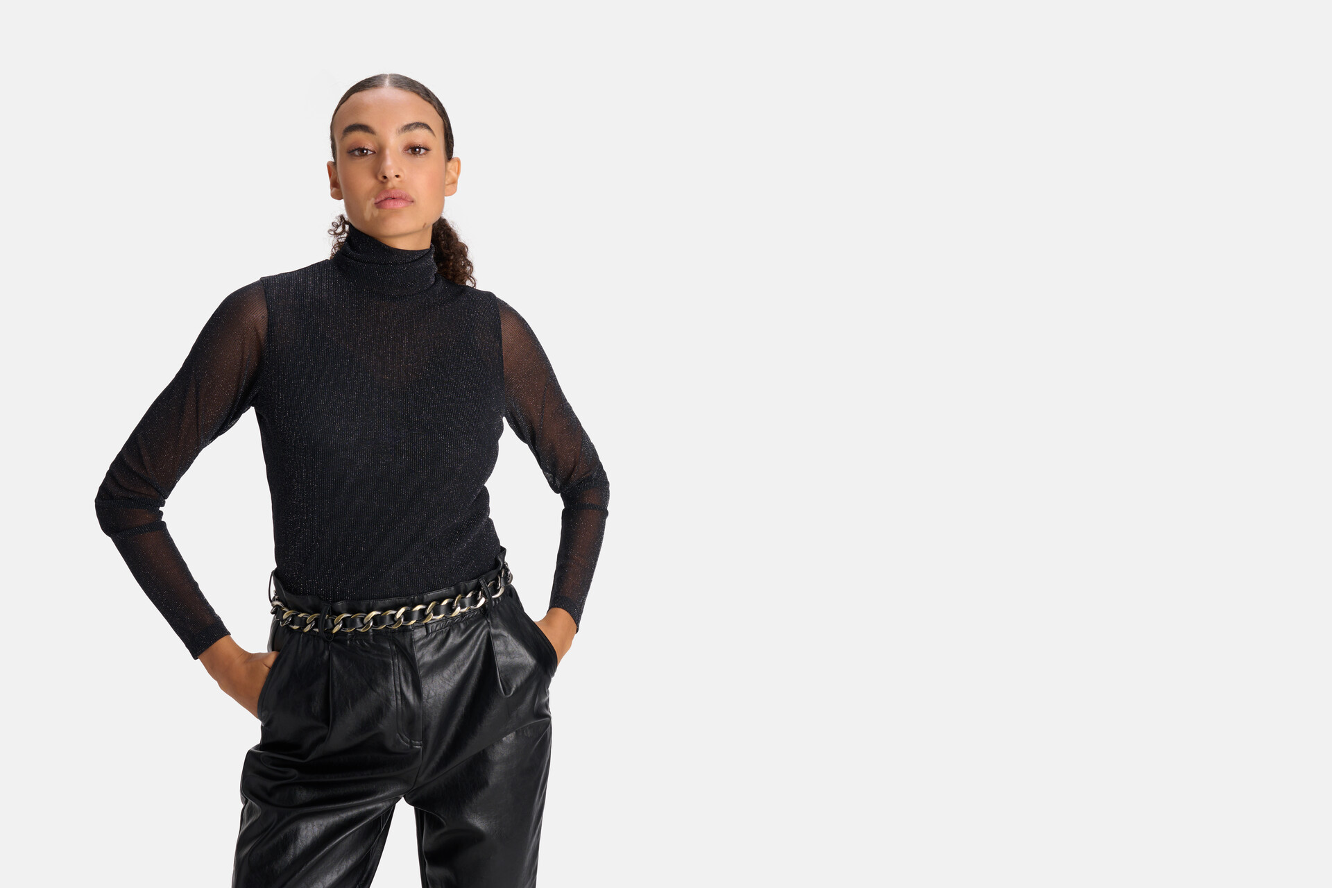 Lurex Mesh Top Zwart SHOEBY WOMEN