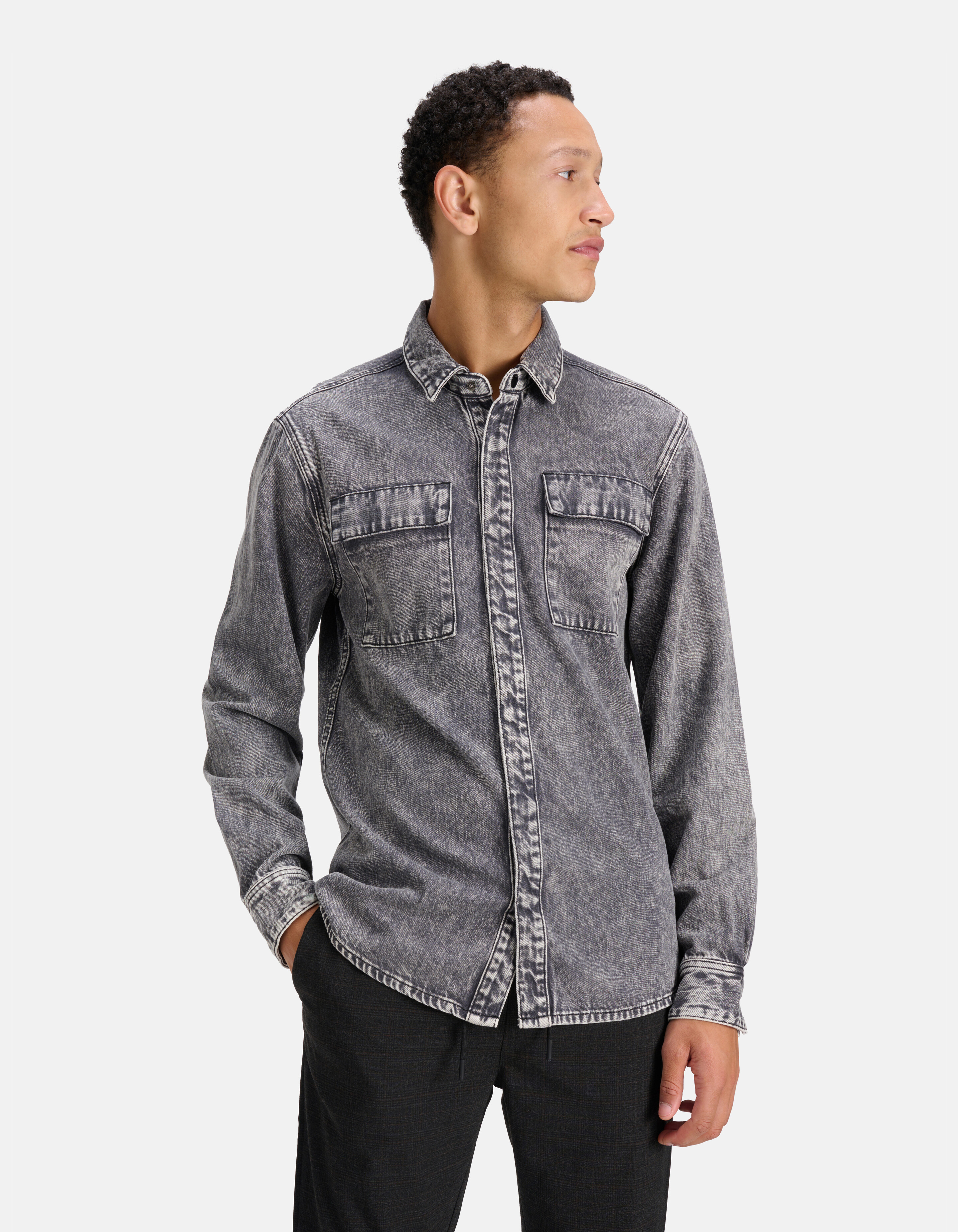 Denim Overhemd Grijs SHOEBY MEN