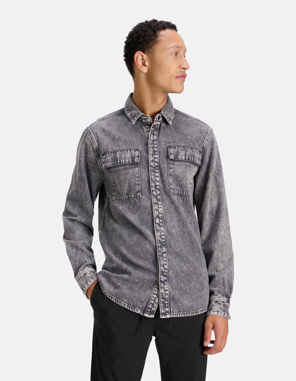 Denim Overhemd Grijs SHOEBY MEN