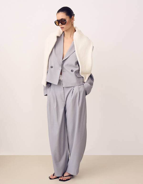 Pinstripe Barrel Fit Pantalon Lichtgrijs SHOEBY WOMEN