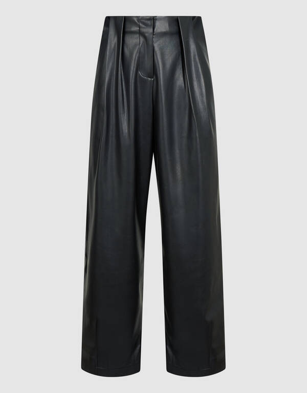 Vegan Leren Barrel Fit Broek Zwart By Lonneke SHOEBY WOMEN