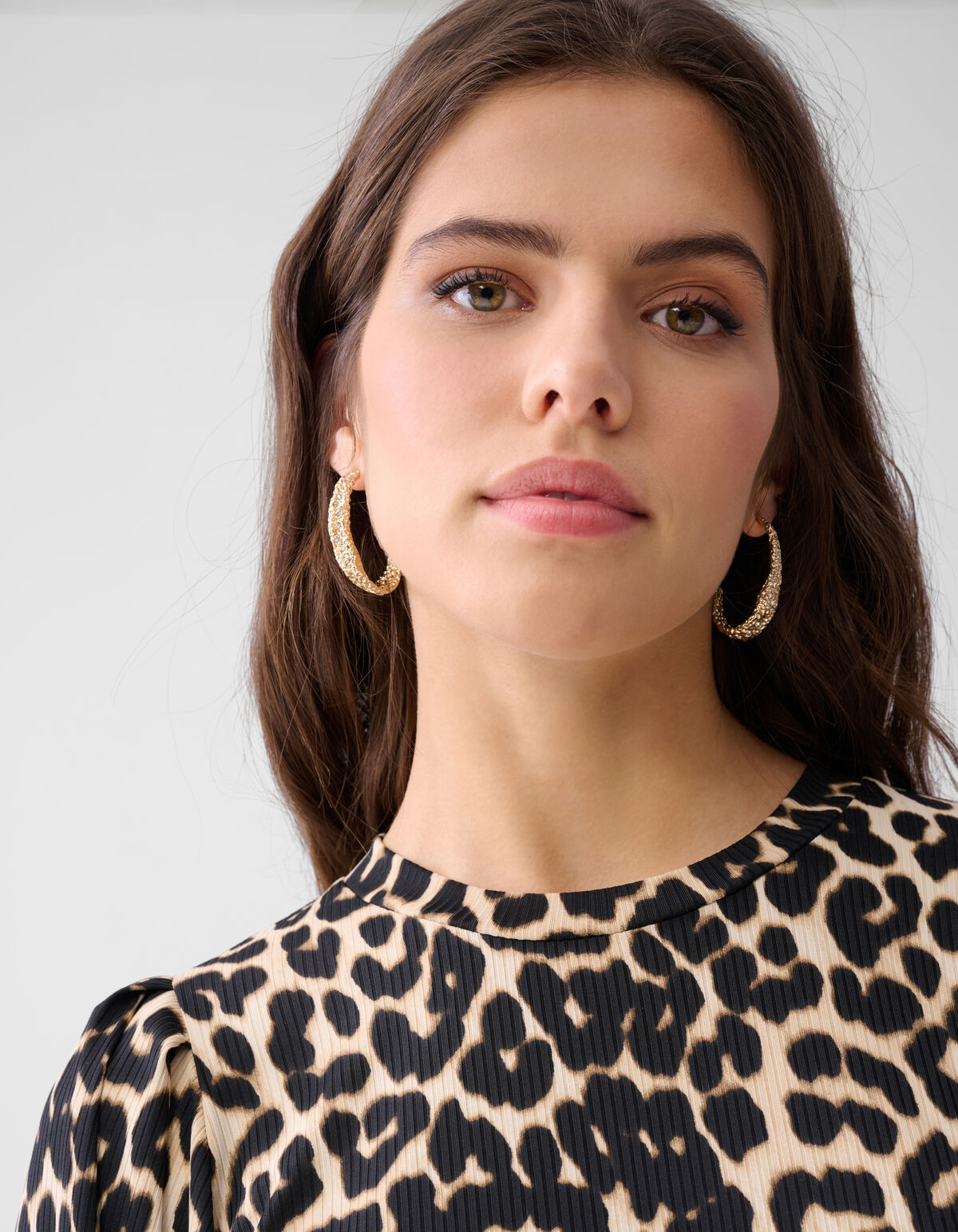 Rib Jersey Leopard Top Bruin SHOEBY WOMEN