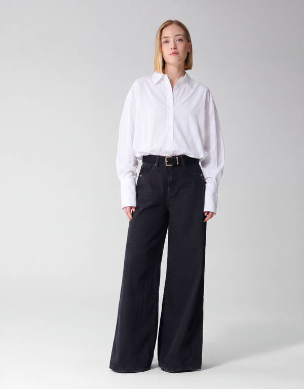 Ultra Wide Leg Fit Jeans Zwart By Lonneke SHOEBY WOMEN