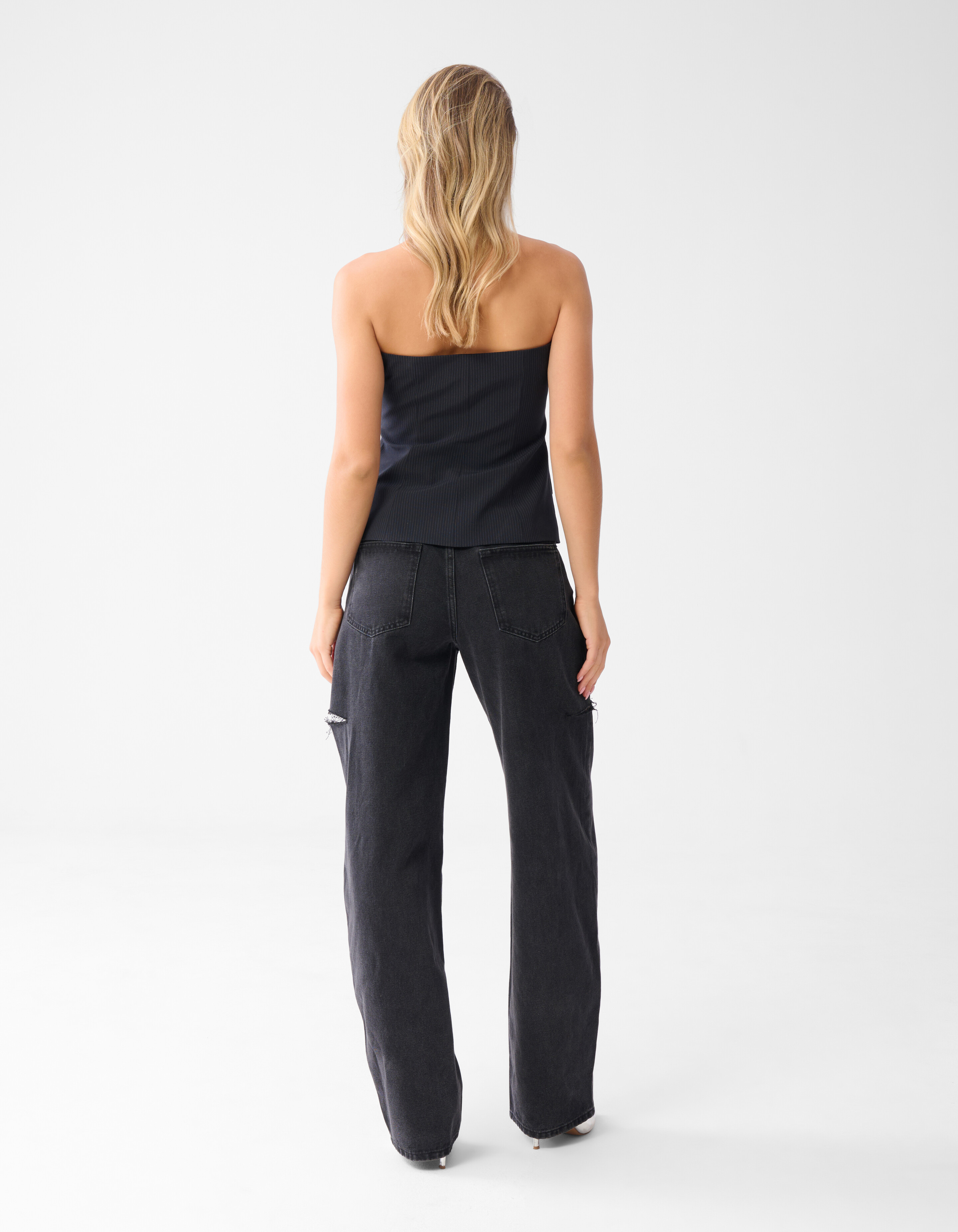 Side Cut Straight Fit Jeans Zwart SHOEBY WOMEN