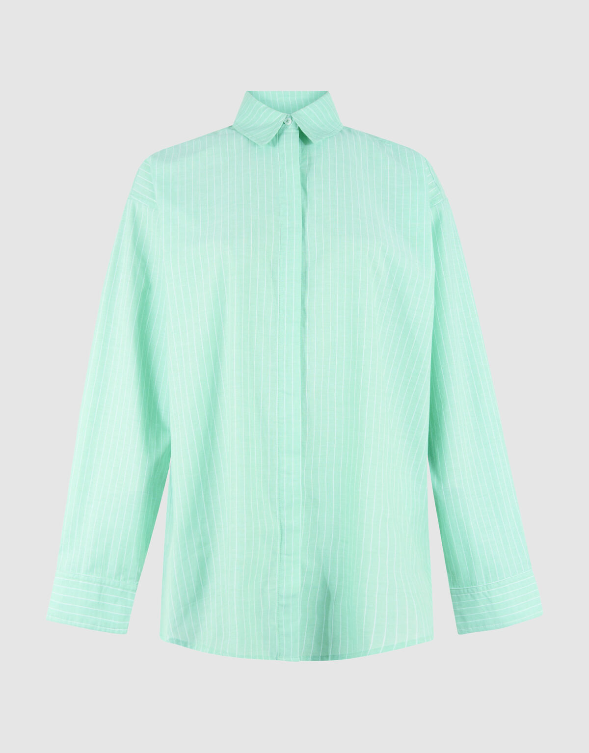 Pinstripe Poplin Blouse Lichtgroen SHOEBY WOMEN