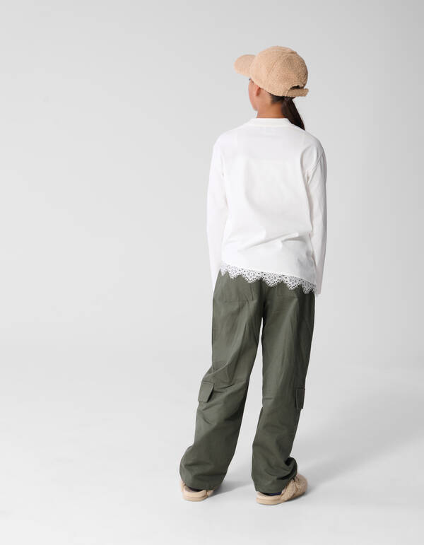Asymmetrische Kanten Longsleeve T-shirt Wit SHOEBY GIRLS