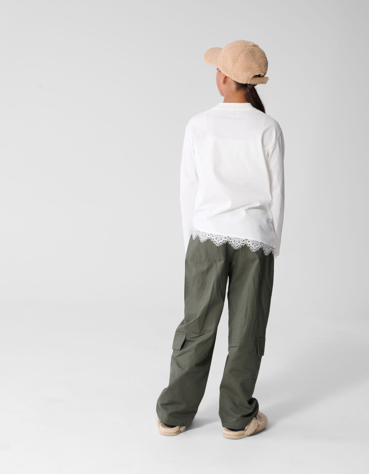 Asymmetrische Kanten Longsleeve T-shirt Wit SHOEBY GIRLS