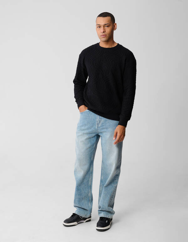 Wave Structuur Sweater Zwart SHOEBY MEN