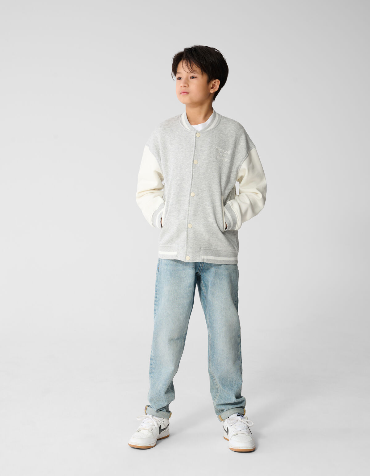 Varsity Bomber Sweat Jack Lichtgrijs SHOEBY BOYS