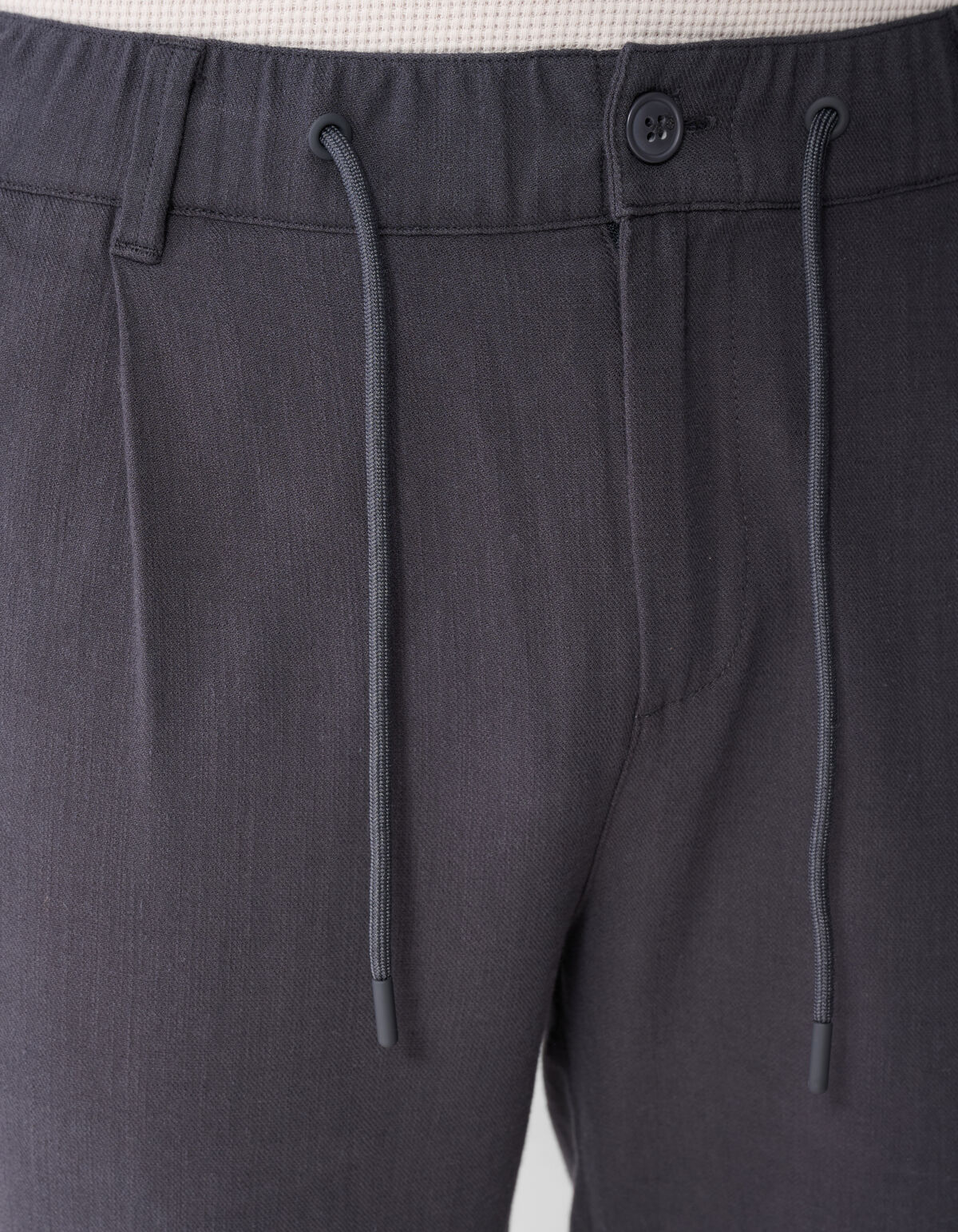 Structuur Regular Fit Broek Donkergrijs SHOEBY MEN