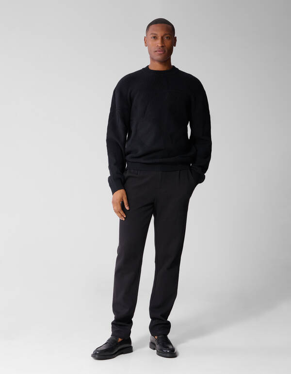 Logoprint Crewneck Gebreide Trui Zwart SHOEBY MEN