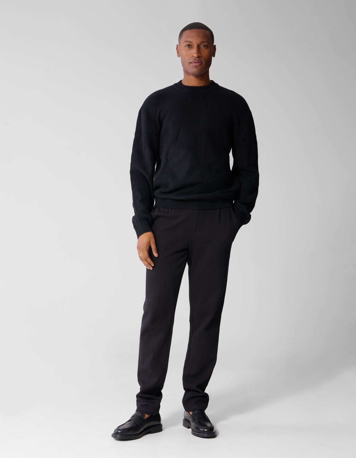 Logoprint Crewneck Gebreide Trui Zwart SHOEBY MEN