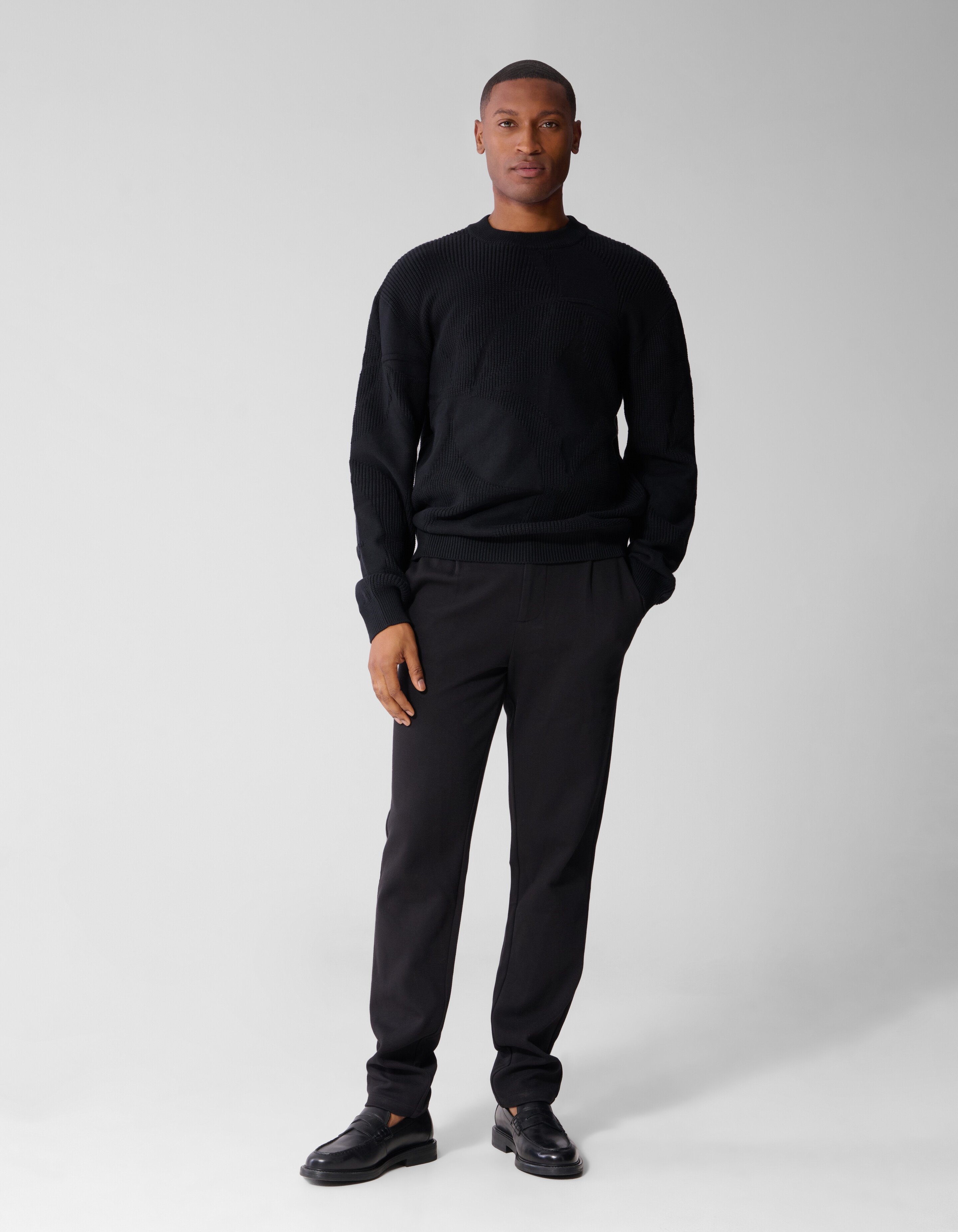 Logoprint Crewneck Gebreide Trui Zwart SHOEBY MEN
