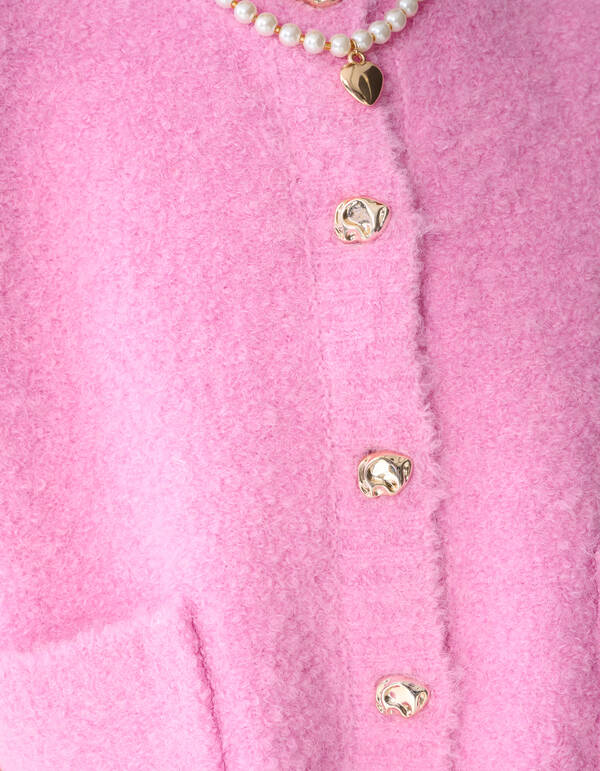 Teddy Gebreid Gilet Roze SHOEBY GIRLS