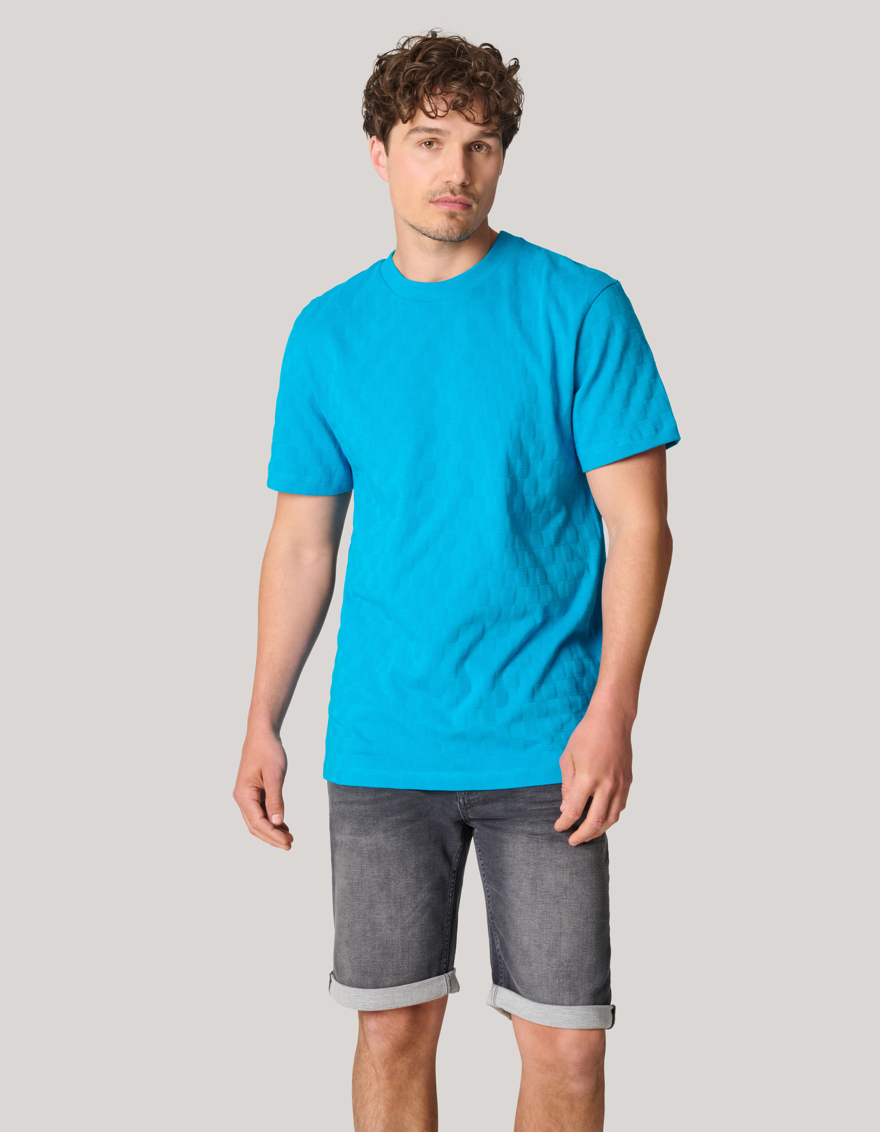 Block Structuur T-shirt Blauw SHOEBY MEN