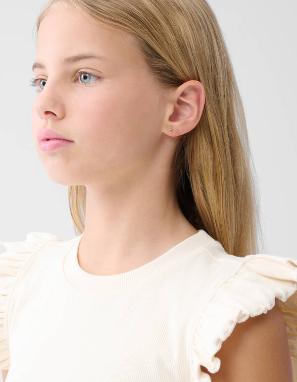 Ruffle Rib Top Gebroken Wit SHOEBY GIRLS