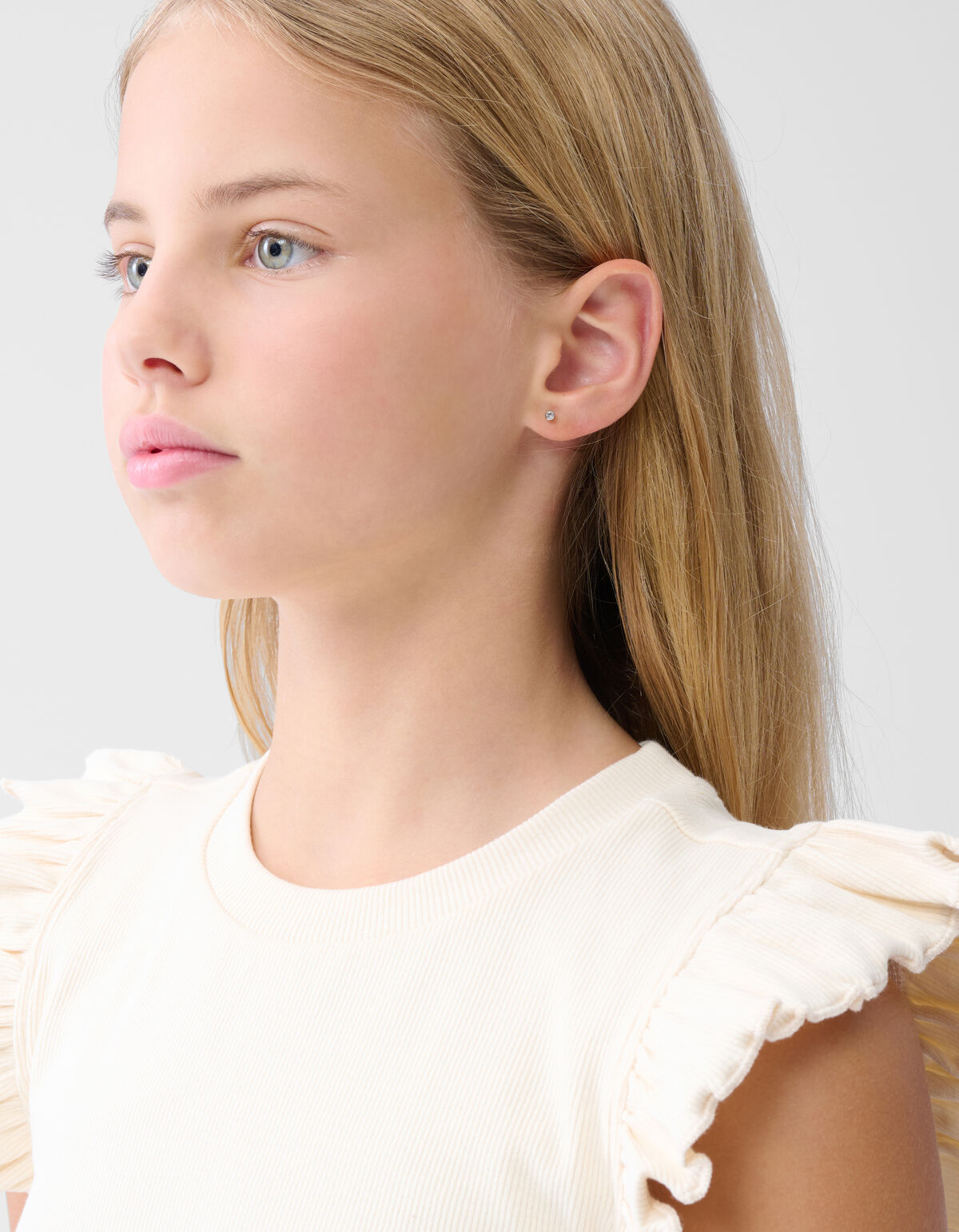 Ruffle Rib Top Gebroken Wit SHOEBY GIRLS