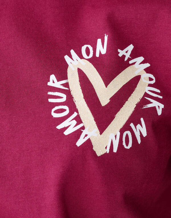 Mon Amour Artwork T-shirt Donkerrood SHOEBY GIRLS
