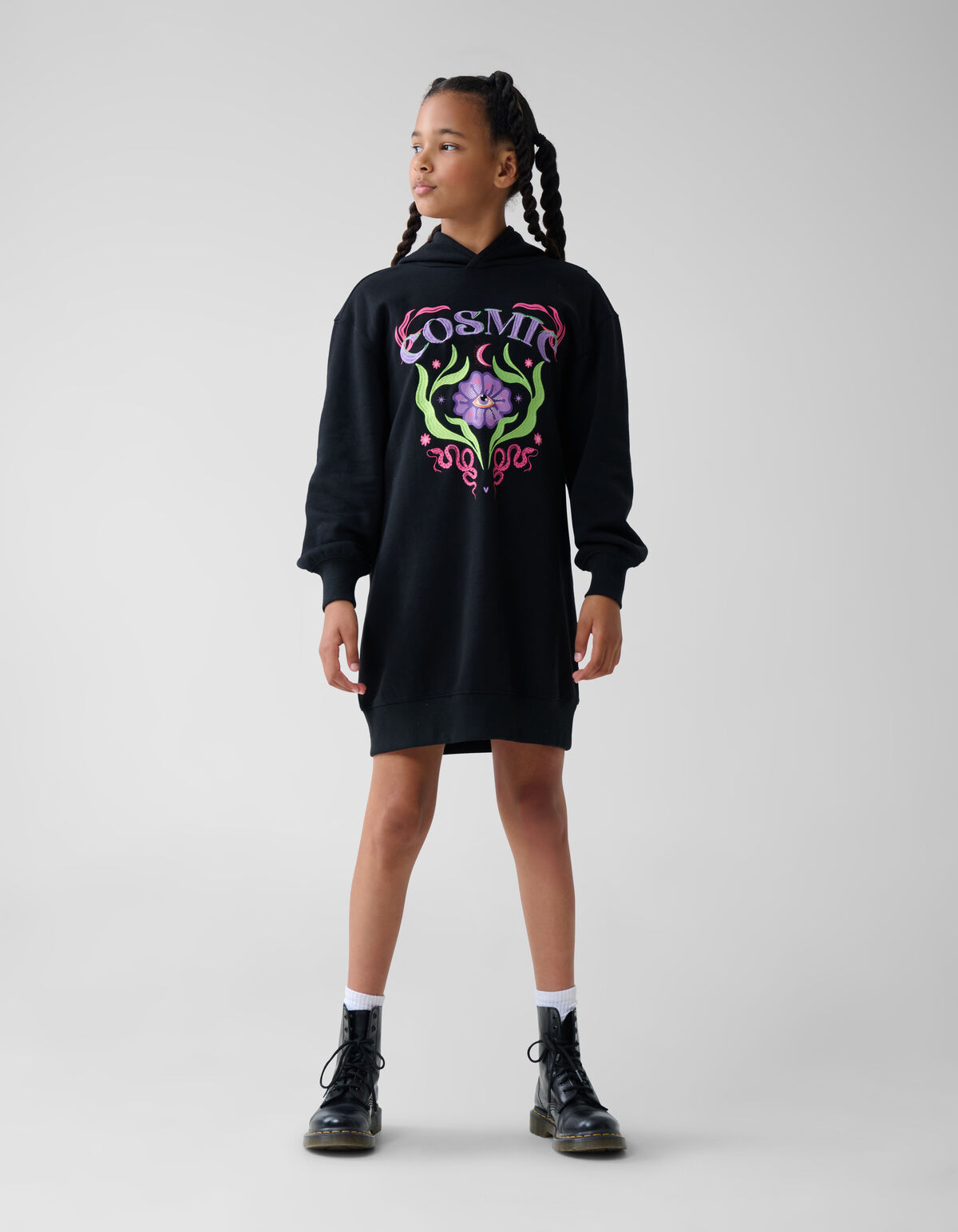 Artwork Hoodie Jurk Zwart SHOEBY GIRLS