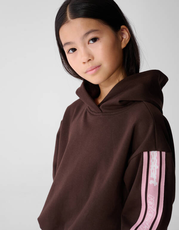 Tape Balloon Fit Hoodie Donkerbruin SHOEBY GIRLS