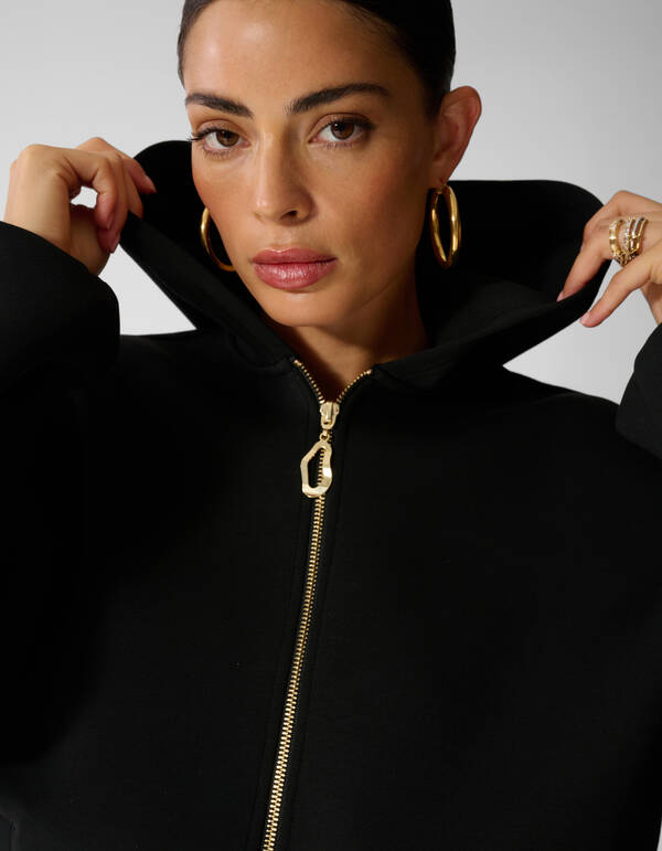 Zipper Hood Vest Zwart SHOEBY WOMEN