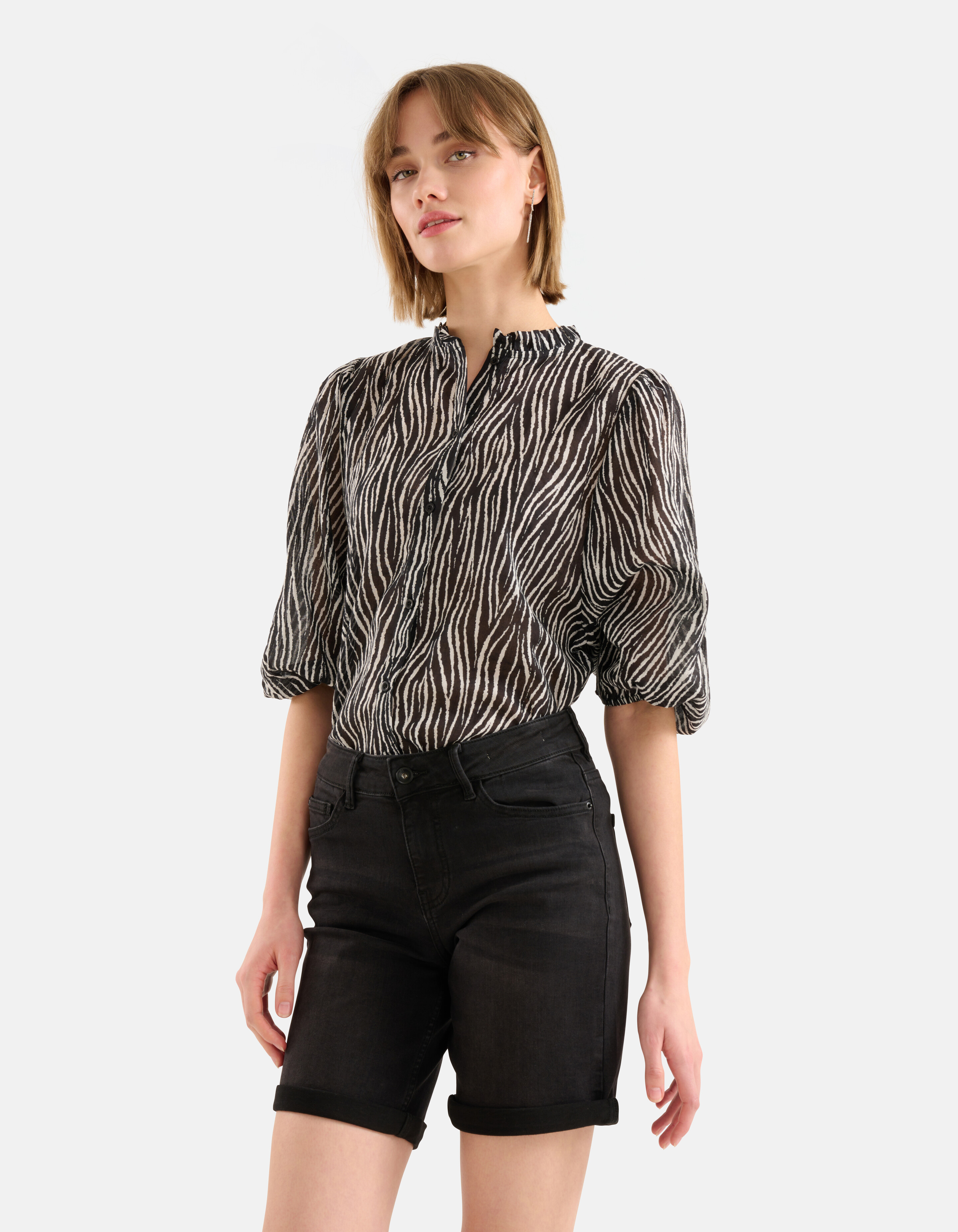 Zebra Voile Blouse Zwart SHOEBY WOMEN