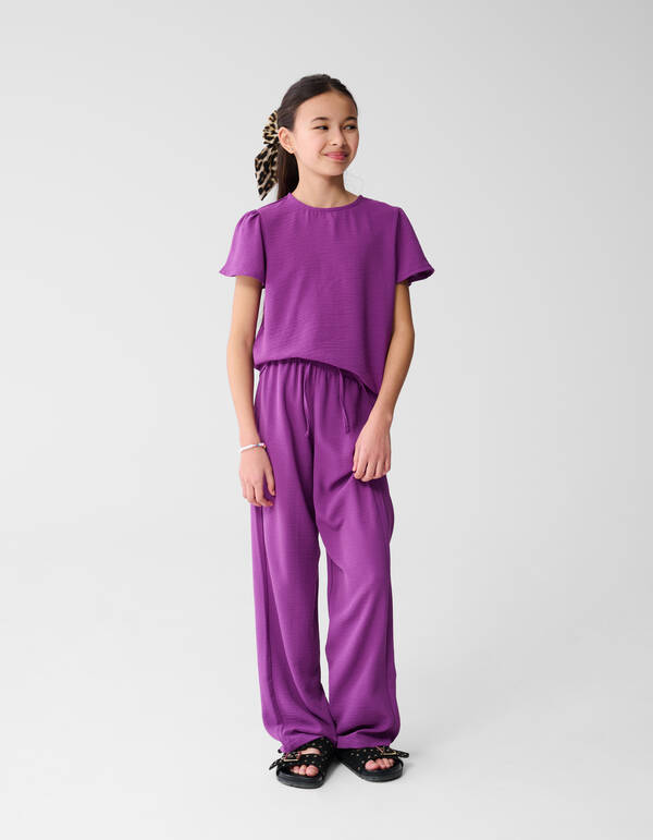 Twist Wide Leg Broek Donkerpaars SHOEBY GIRLS