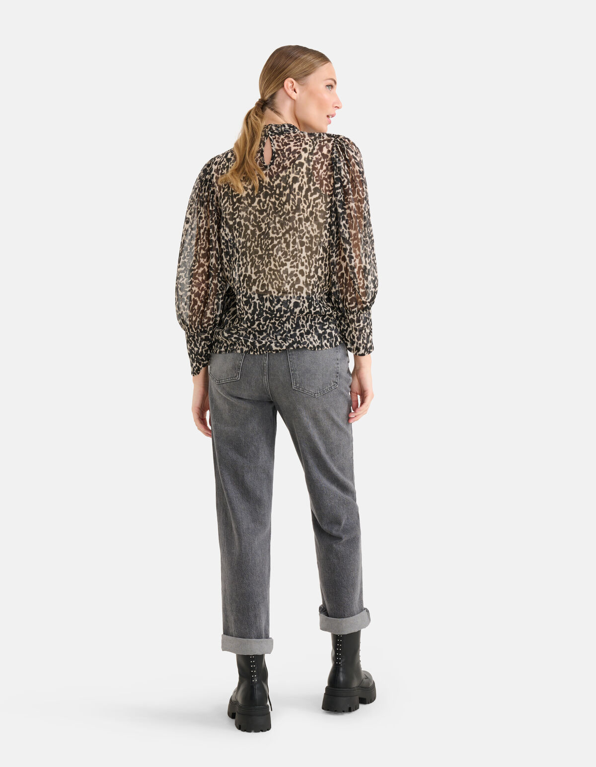 Samuel Couscous uitspraak Chiffon Panterprint Blouse Zwart/Beige | Shoeby