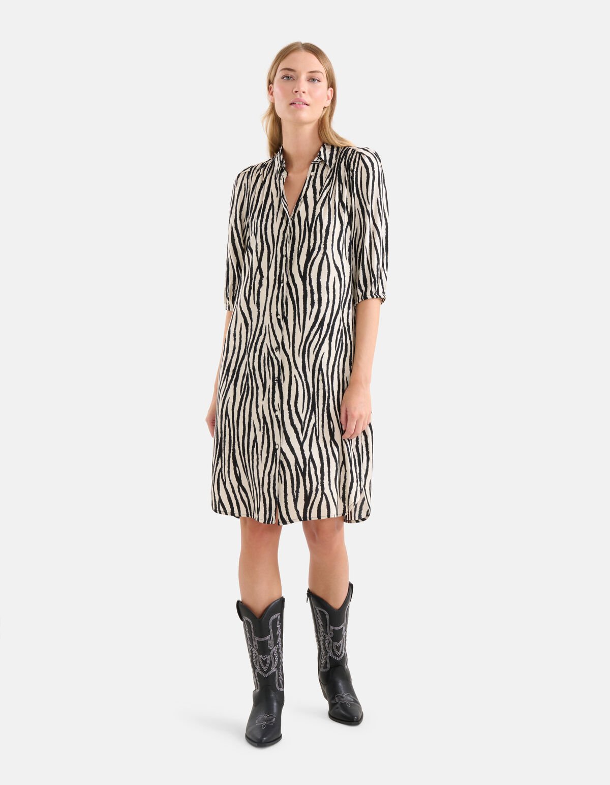 Zebra Printed Jurk Zwart/Wit SHOEBY WOMEN