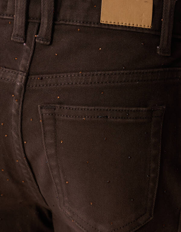 Strass Barrel Fit Broek Donkerbruin SHOEBY GIRLS