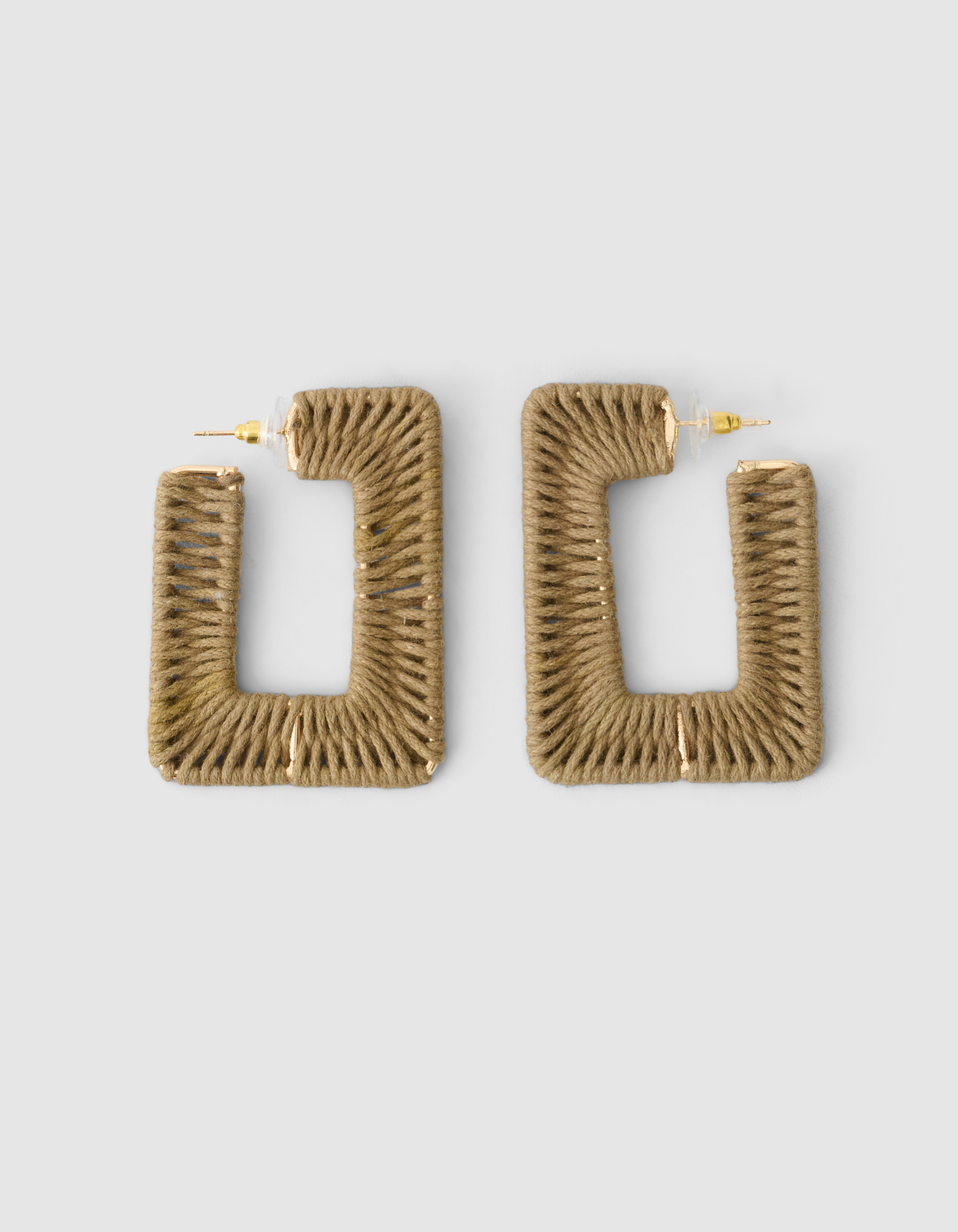 Square Raffia Oorbellen Groen SHOEBY ACCESSOIRES