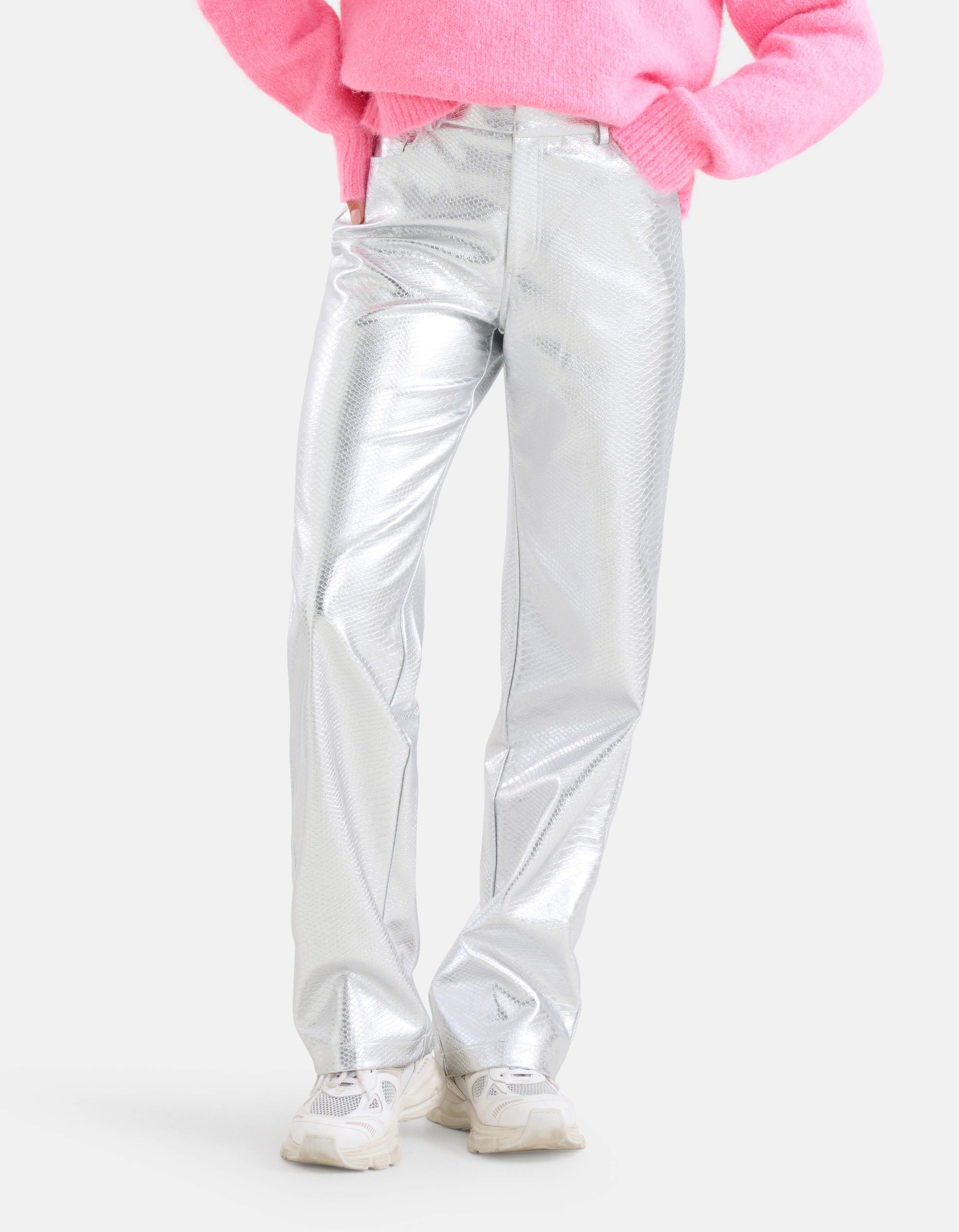 Slangenprint Broek Zilver By Monica SHOEBY WOMEN