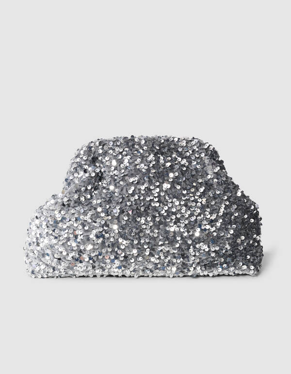 Sequin Clutch Zilver SHOEBY ACCESSOIRES