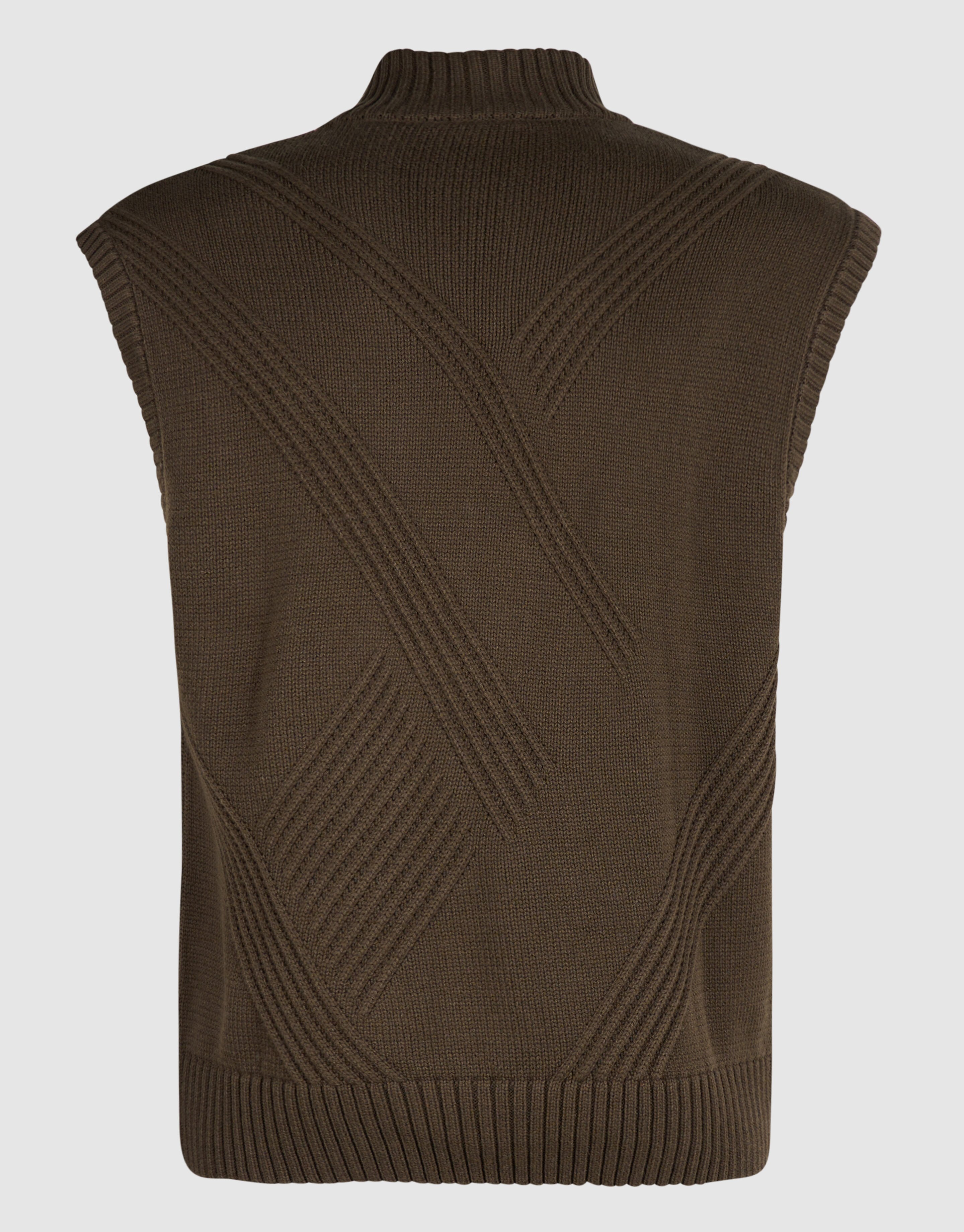 Gebreide Bodywarmer Donkerbruin SHOEBY MEN
