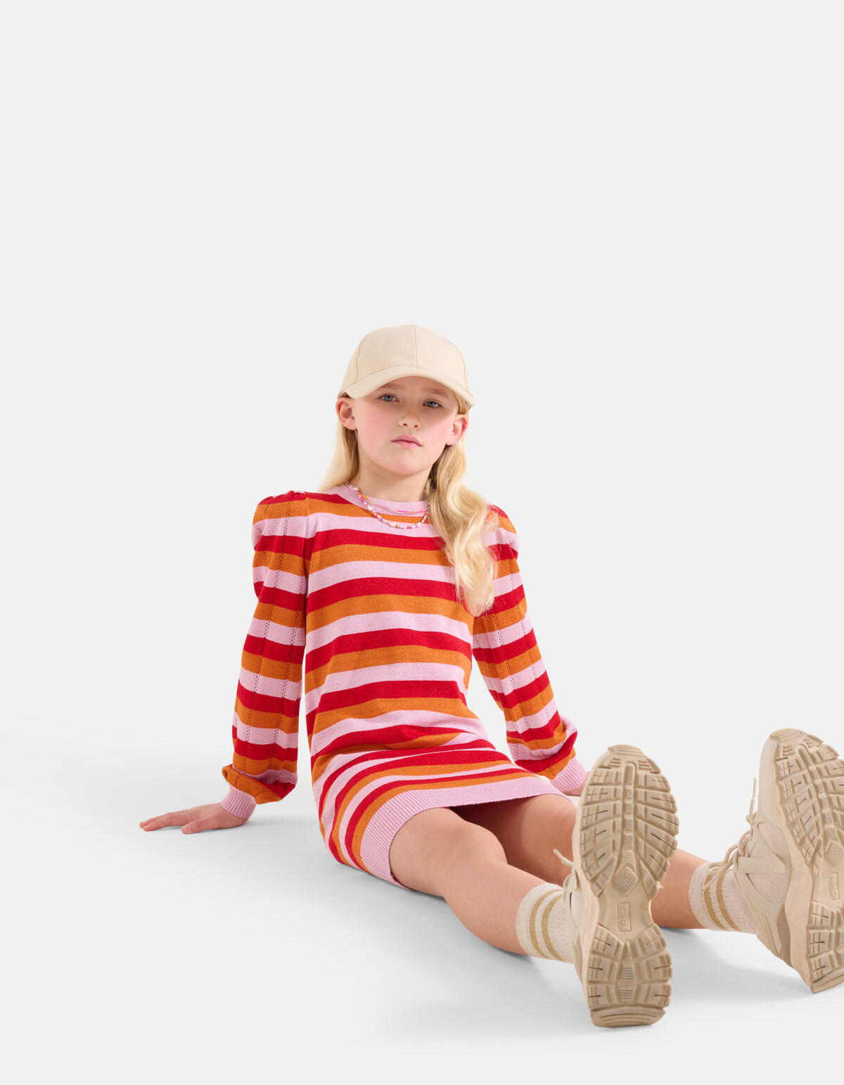 Gestreepte Glitter Jurk Oranje SHOEBY GIRLS