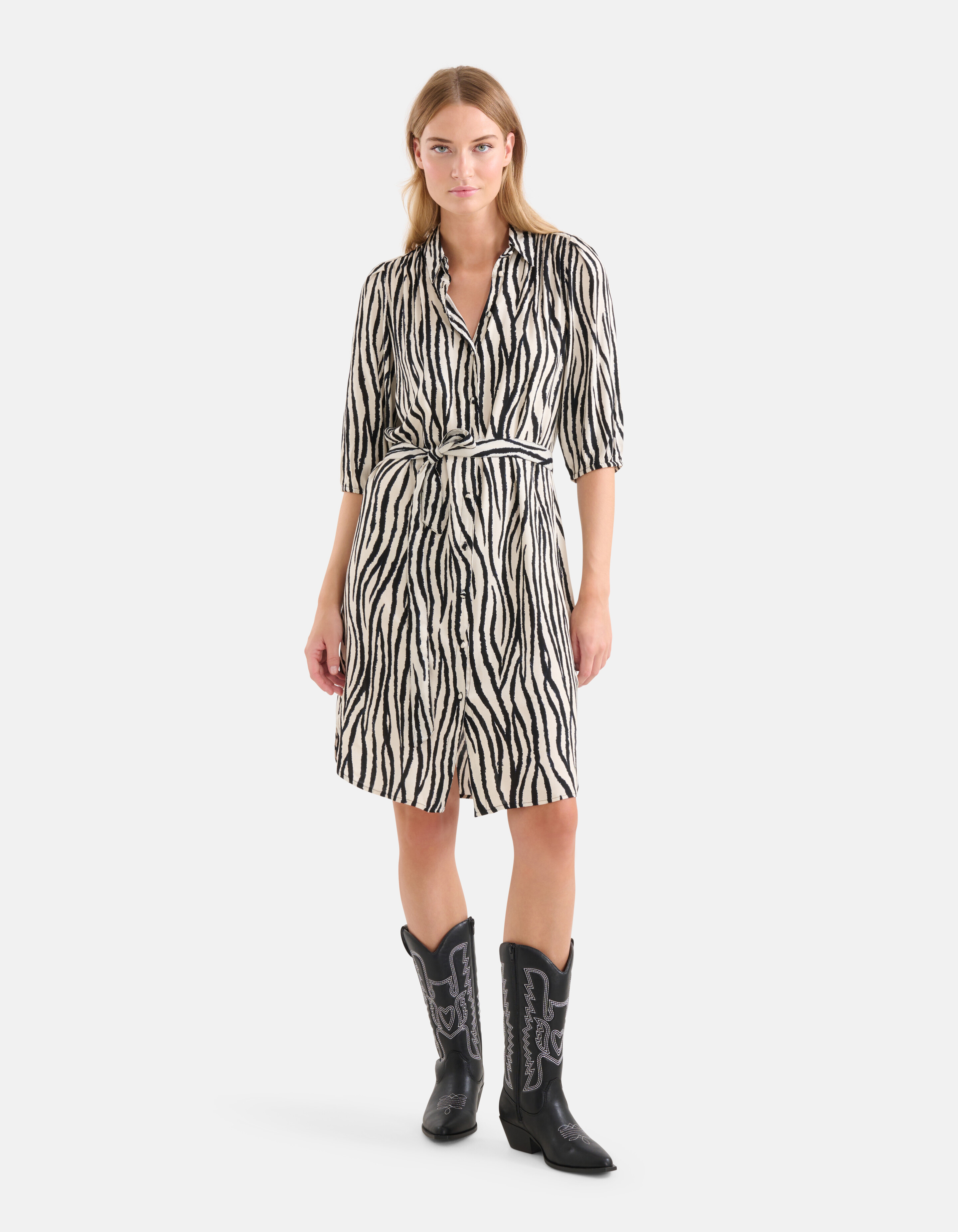 Zebra Printed Jurk Zwart/Wit SHOEBY WOMEN