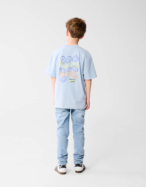 Smiley Artwork T-shirt Lichtblauw SHOEBY BOYS