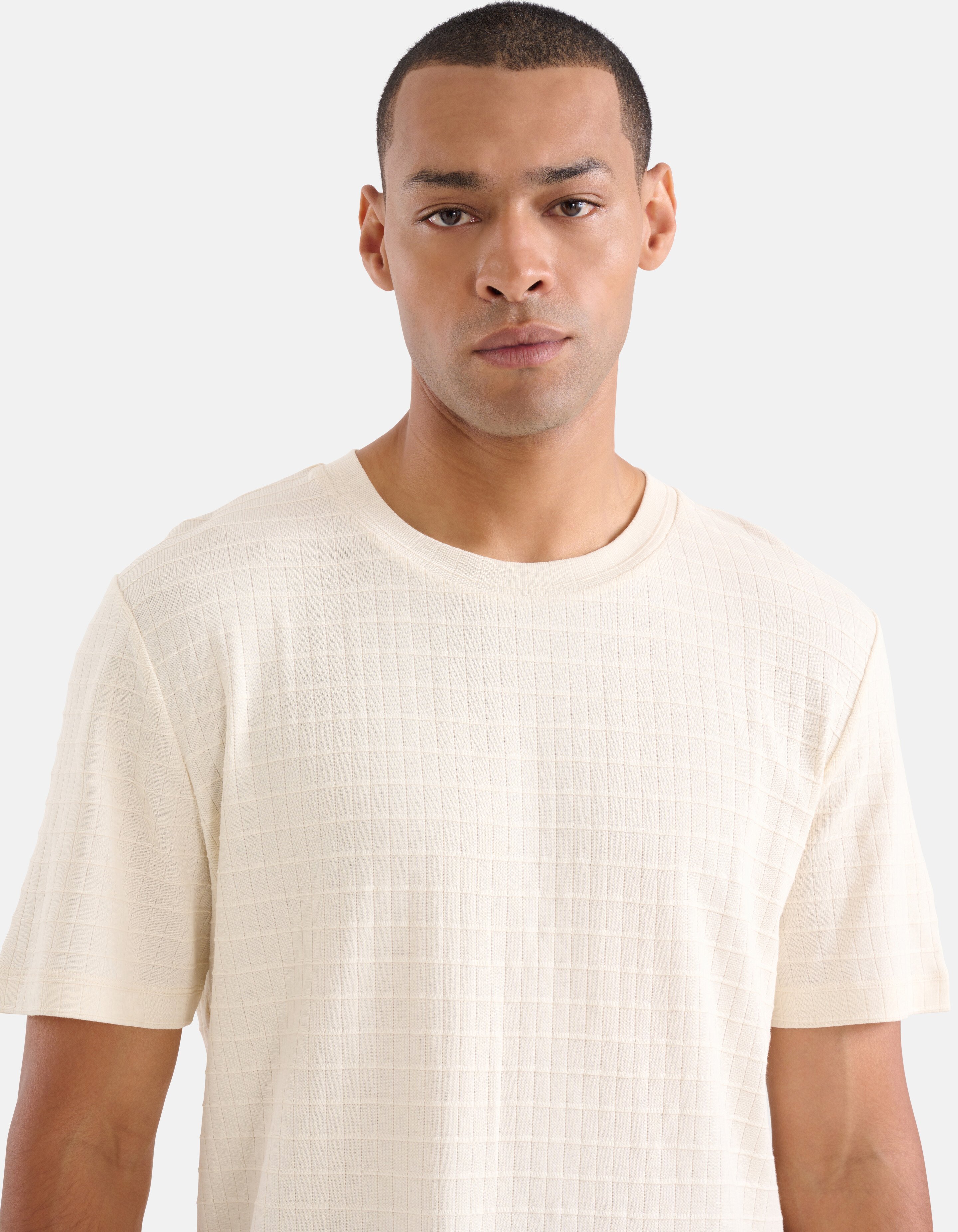 Structuur T-shirt Gebroken Wit SHOEBY MEN