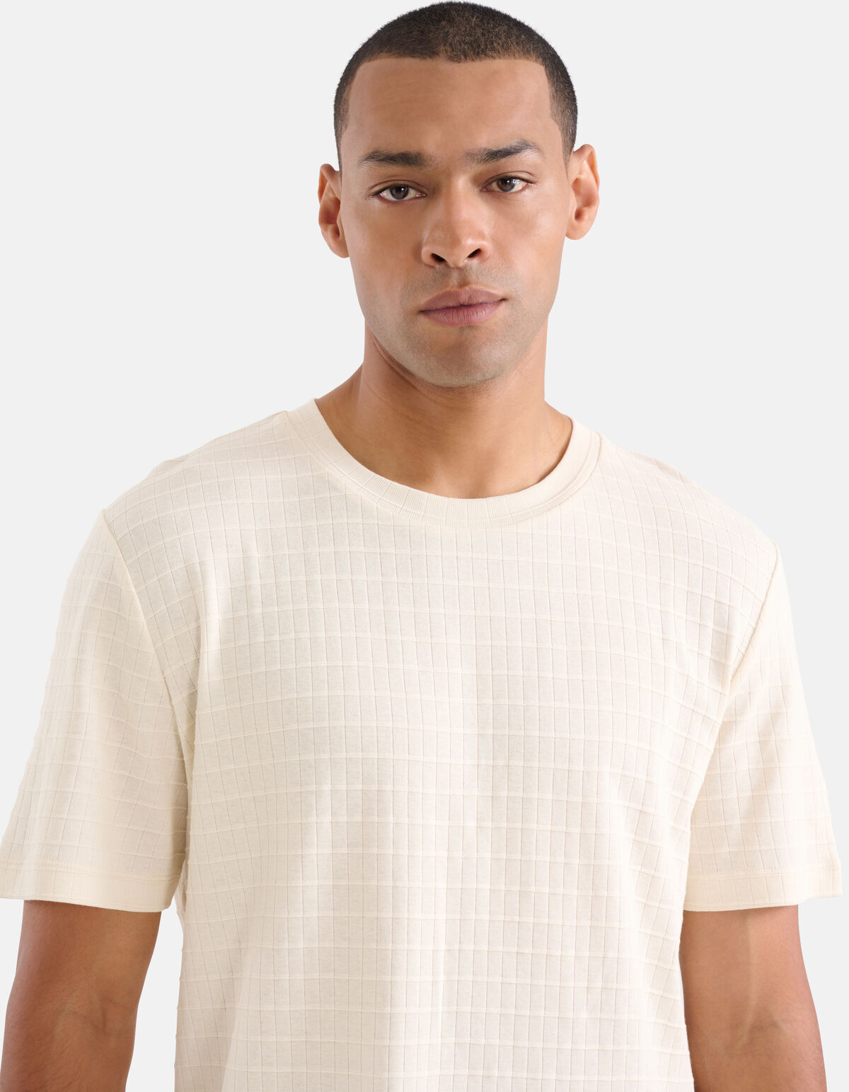 Structuur T-shirt Gebroken Wit SHOEBY MEN