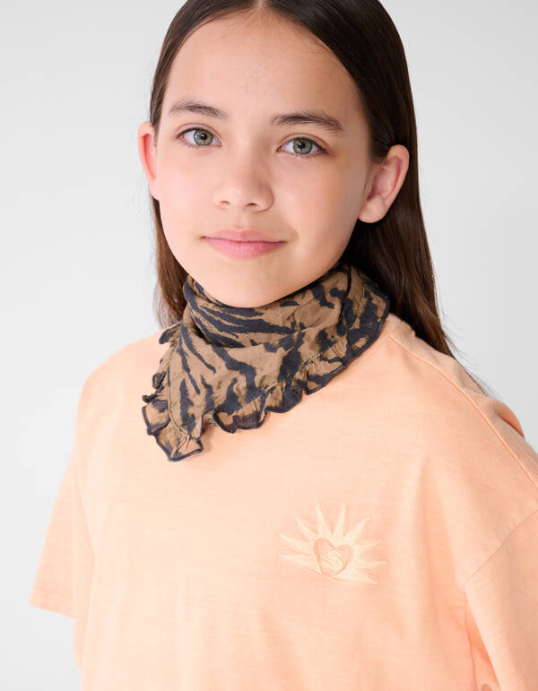 Strik Embroidery T-shirt Lichtoranje SHOEBY GIRLS