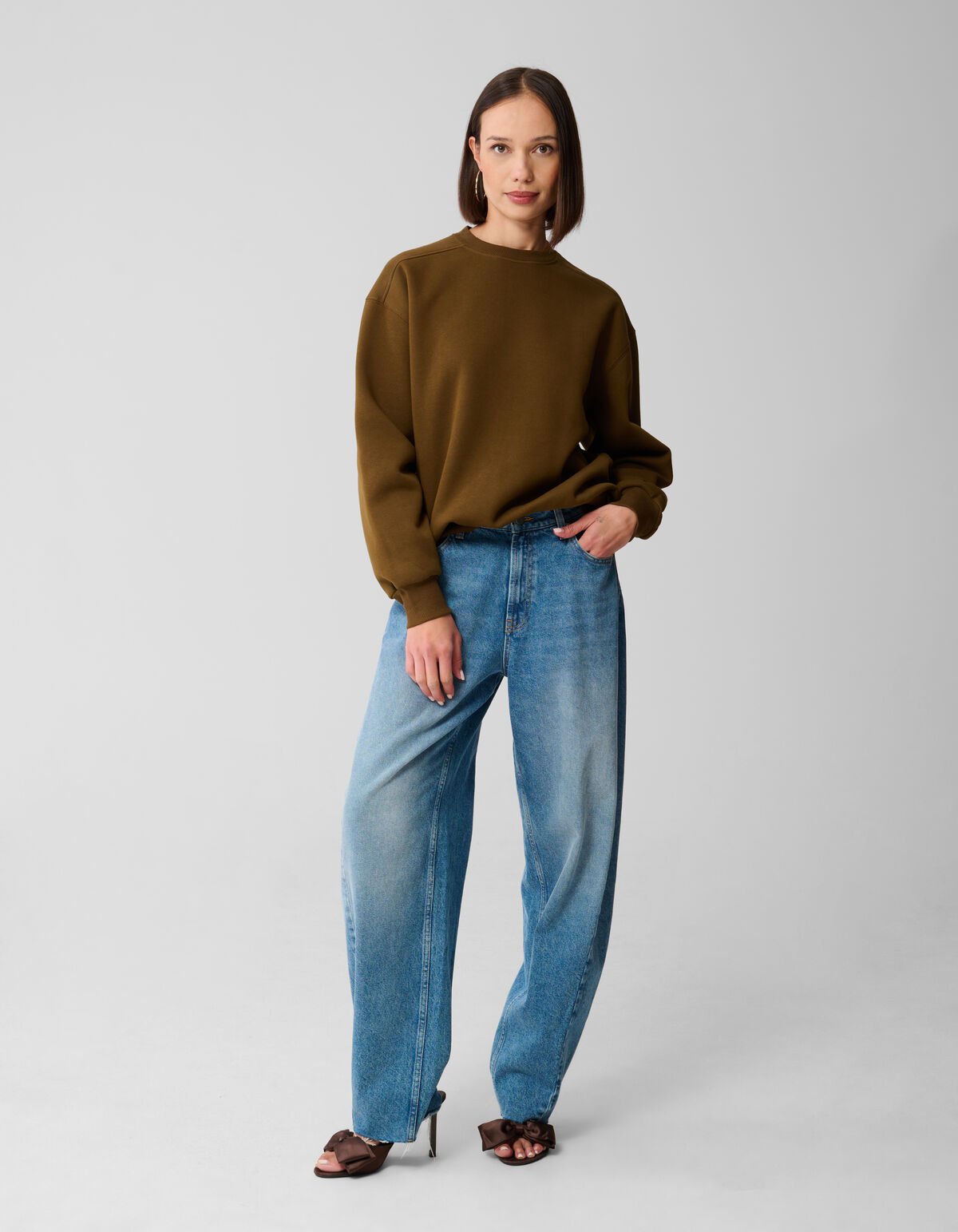 Lace Up Sweater Khaki SHOEBY WOMEN