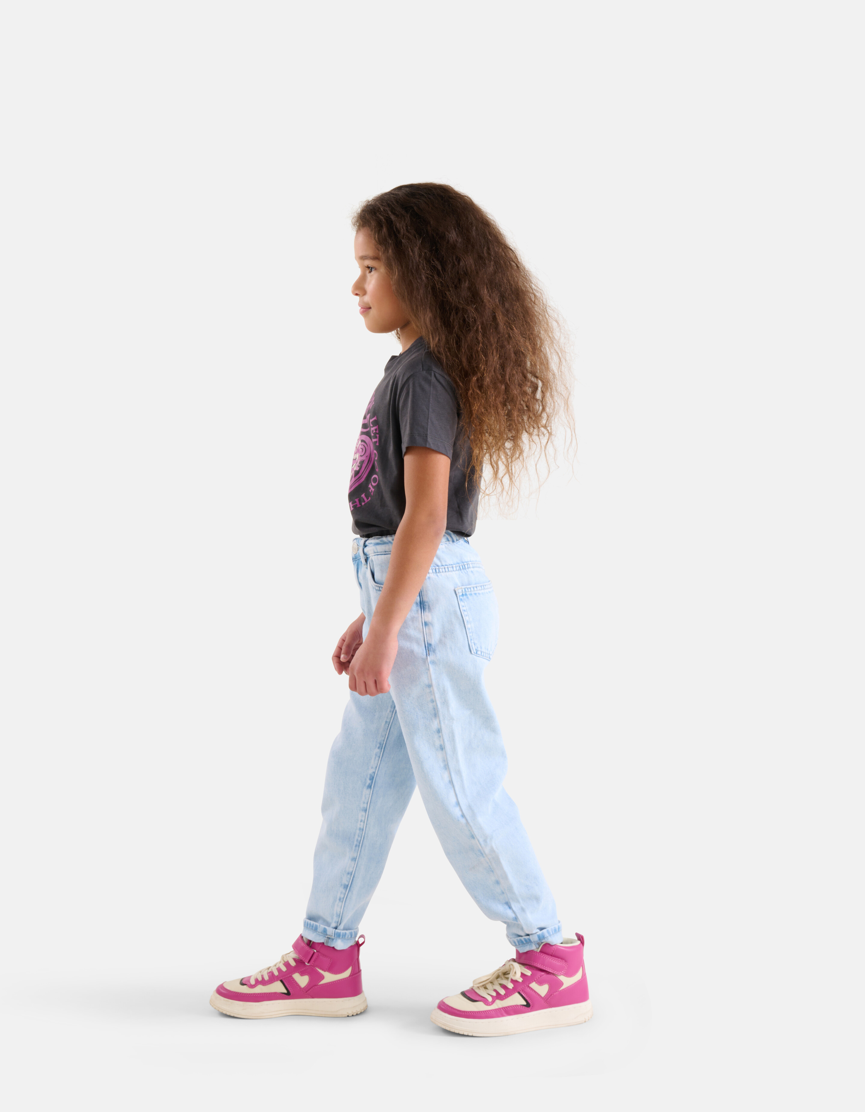 Printed Loose Fit T-shirt Donkergrijs SHOEBY GIRLS