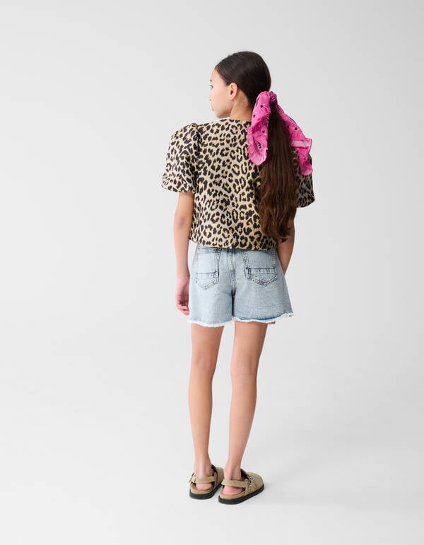 Leopard Pofmouwen Blazer Lichtbruin SHOEBY GIRLS